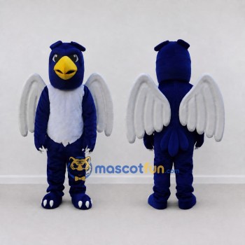 Custom Blue and White Winged Bird Character Mascot Costume Adult Full Body Suit for Theme Parties