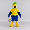 Custom Green and Blue Parrot Character in a T-Shirt Mascot Costume Adult Full Body Suit for School Events