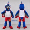 Custom Blue and Red Crested Bird Character in Sportswear Mascot Costume Adult Full Body Suit for Sports Events Custom Blue and Red Crested Bird Character in Sportswear Mascot Costume Adult Full Body Suit for Sports Events
