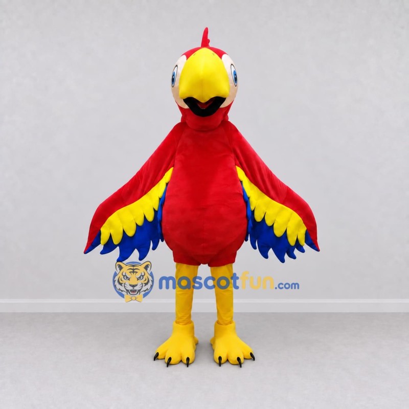 Custom Red Yellow and Blue Macaw Character Mascot Costume Adult Full Body Suit for Wildlife Events