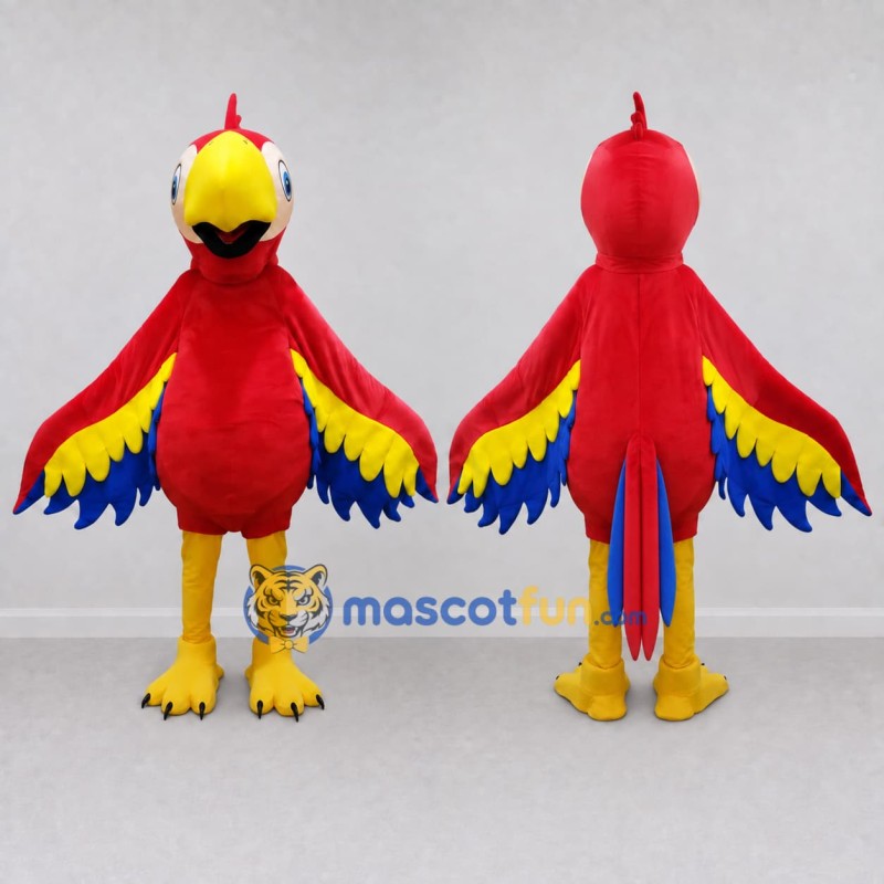 Custom Red Yellow and Blue Macaw Character Mascot Costume Adult Full Body Suit for Wildlife Events