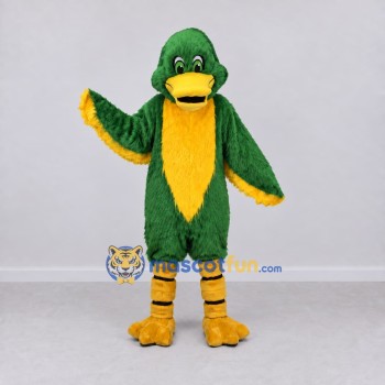 Custom Green and Yellow Bird Character Mascot Costume Adult Full Body Suit for School Events