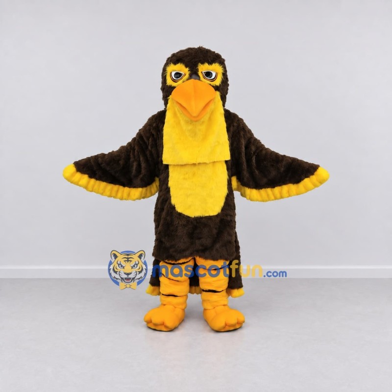 Custom Brown and Yellow Bird Character Mascot Costume Adult Full Body Suit for School Events