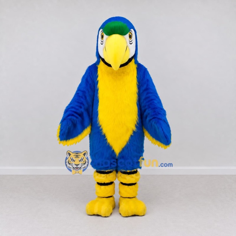 Custom Blue and Yellow Macaw Character Mascot Costume Adult Full Body Suit for Wildlife Events