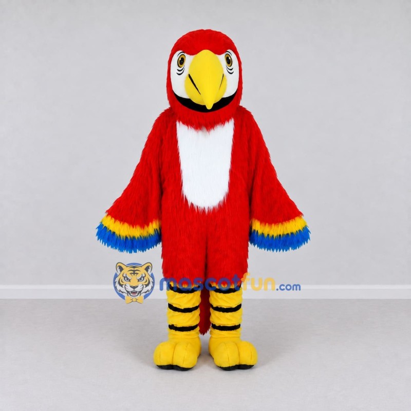 Custom Red and White Parrot Character Mascot Costume Adult Full Body Suit for Wildlife Events