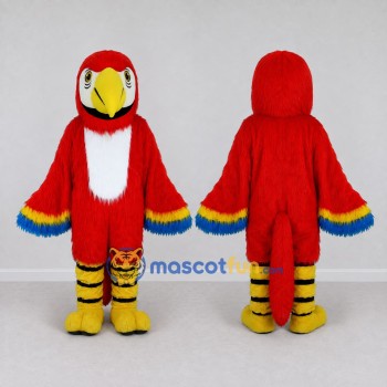 Custom Red and White Parrot Character Mascot Costume Adult Full Body Suit for Wildlife Events
