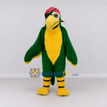 Custom Green and Yellow Pirate Parrot Character Mascot Costume Adult Full Body Suit for Theme Parties Custom Green and Yellow Pirate Parrot Character Mascot Costume Adult Full Body Suit for Theme Parties