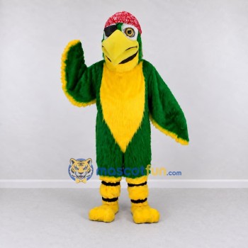 Custom Green and Yellow Pirate Parrot Character Mascot Costume Adult Full Body Suit for Theme Parties Custom Green and Yellow Pirate Parrot Character Mascot Costume Adult Full Body Suit for Theme Parties