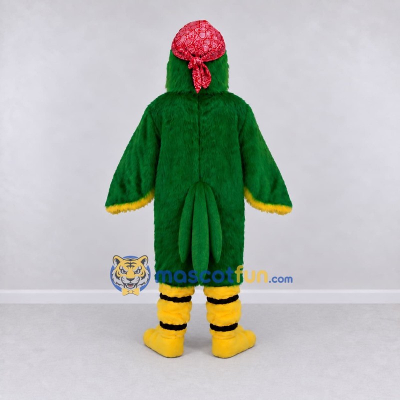 Custom Green and Yellow Pirate Parrot Character Mascot Costume Adult Full Body Suit for Theme Parties Custom Green and Yellow Pirate Parrot Character Mascot Costume Adult Full Body Suit for Theme Parties