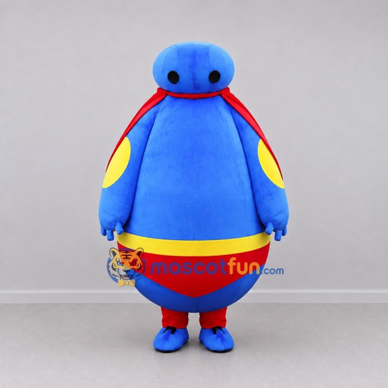 Custom Blue and Red Round Superhero Character Mascot Costume Adult Full Body Suit for Theme Parties