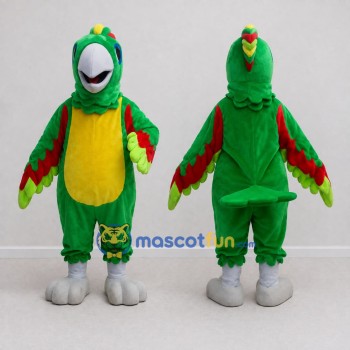 Custom Green and Yellow Parrot Character Mascot Costume Adult Full Body Suit for Wildlife Events