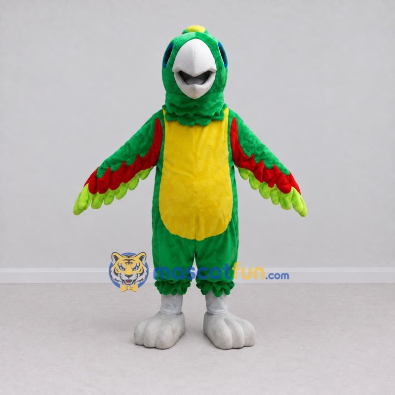 Custom Green and Yellow Parrot Character Mascot Costume Adult Full Body Suit for Wildlife Events Custom Green and Yellow Parrot Character Mascot Costume Adult Full Body Suit for Wildlife Events