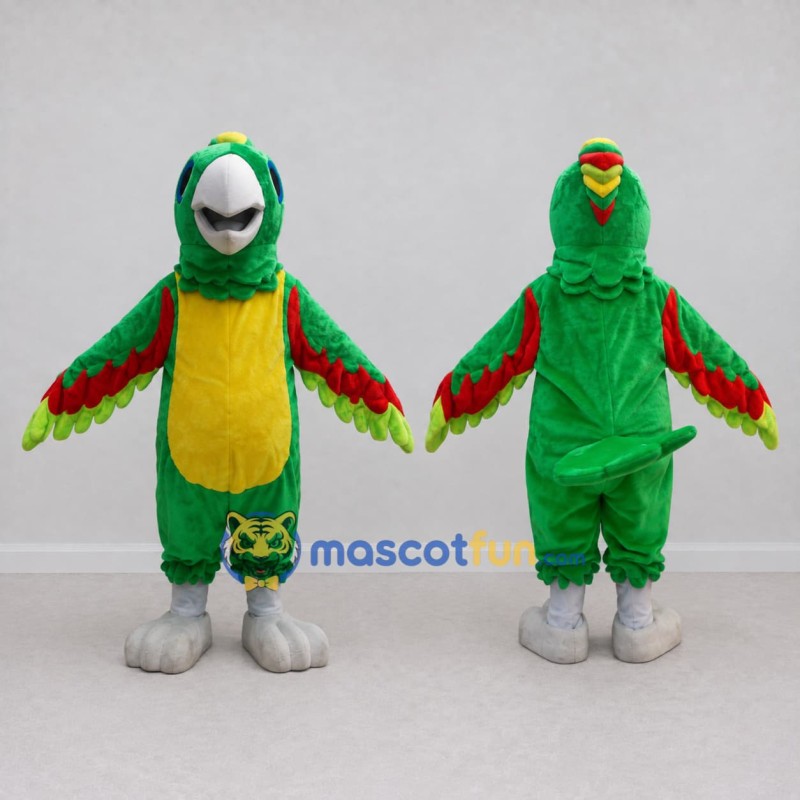 Custom Green and Yellow Parrot Character Mascot Costume Adult Full Body Suit for Wildlife Events Custom Green and Yellow Parrot Character Mascot Costume Adult Full Body Suit for Wildlife Events