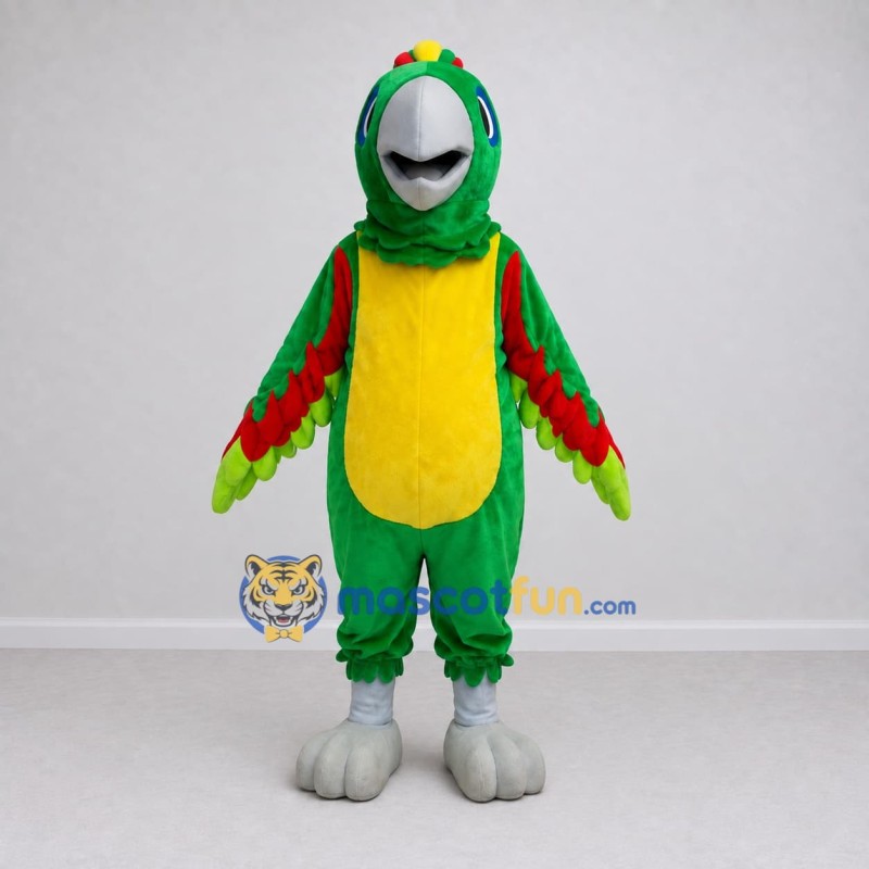 Custom Green and Yellow Parrot Character Mascot Costume Adult Full Body Suit for Wildlife Events Custom Green and Yellow Parrot Character Mascot Costume Adult Full Body Suit for Wildlife Events
