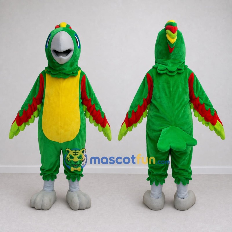 Custom Green and Yellow Parrot Character Mascot Costume Adult Full Body Suit for Wildlife Events Custom Green and Yellow Parrot Character Mascot Costume Adult Full Body Suit for Wildlife Events