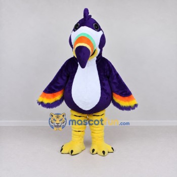 Custom Purple and White Toucan Character Mascot Costume Adult Full Body Suit for Theme Parties Custom Purple and White Toucan Character Mascot Costume Adult Full Body Suit for Theme Parties