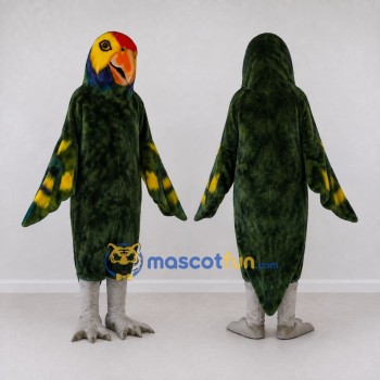 Custom Green and Yellow Parrot Character Mascot Costume Adult Full Body Suit for Wildlife Events
