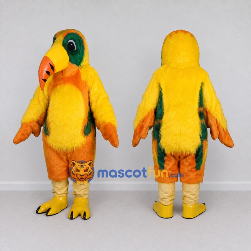 Custom Yellow and Orange Parrot Character Mascot Costume Adult Full Body Suit for Wildlife Events Custom Yellow and Orange Parrot Character Mascot Costume Adult Full Body Suit for Wildlife Events