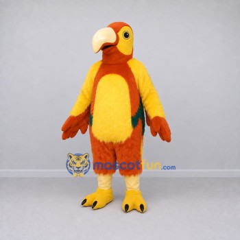 Custom Orange and Yellow Parrot Character Mascot Costume Adult Full Body Suit for Wildlife Events