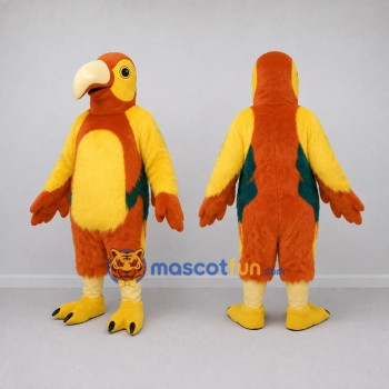 Custom Orange and Yellow Parrot Character Mascot Costume Adult Full Body Suit for Wildlife Events
