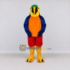Custom Blue and Orange Parrot Character in Shorts Mascot Costume Adult Full Body Suit for Summer Events Custom Blue and Orange Parrot Character in Shorts Mascot Costume Adult Full Body Suit for Summer Events