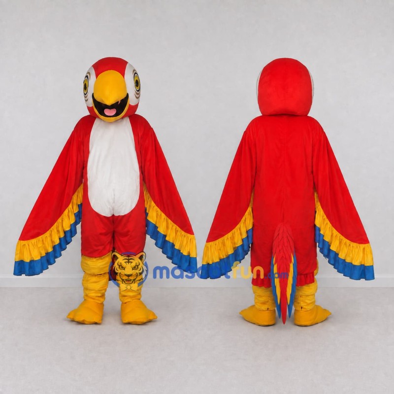Custom Red Yellow and Blue Macaw Character Mascot Costume Adult Full Body Suit for Wildlife Events