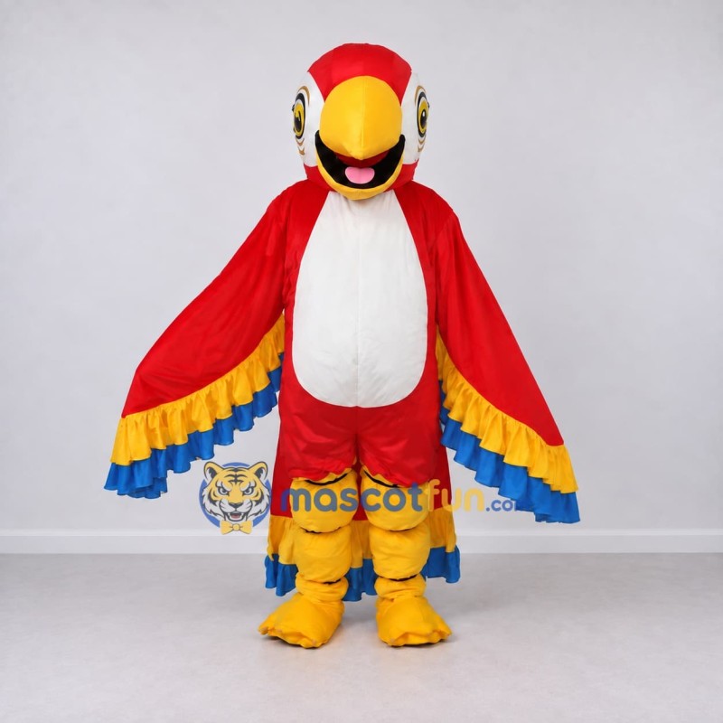 Custom Red Yellow and Blue Macaw Character Mascot Costume Adult Full Body Suit for Wildlife Events