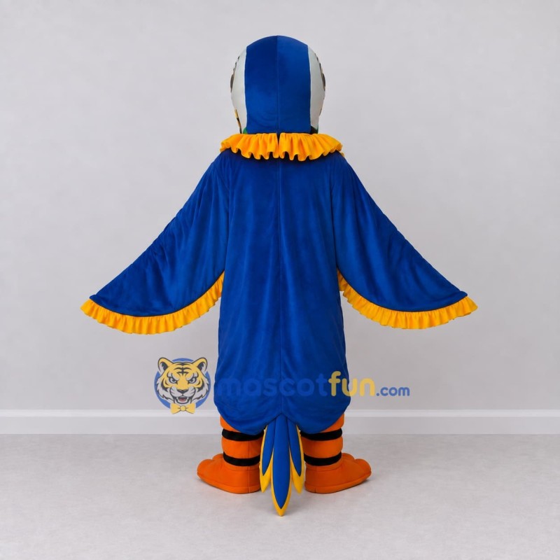 Custom Blue and Yellow Parrot Character Mascot Costume Adult Full Body Suit for Wildlife Events