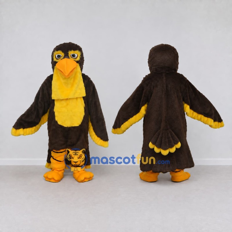 Custom Brown and Yellow Bird Character Mascot Costume Adult Full Body Suit for School Events