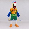 Custom Red and Blue Parrot Character in a Tropical Shirt Mascot Costume Adult Full Body Suit for Summer Events Custom Red and Blue Parrot Character in a Tropical Shirt Mascot Costume Adult Full Body Suit for Summer Events