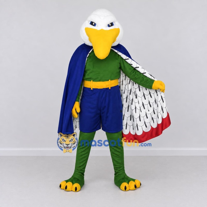 Custom White Green and Blue Superhero Eagle Character Mascot Costume Adult Full Body Suit for Theme Parties Custom White Green and Blue Superhero Eagle Character Mascot Costume Adult Full Body Suit for Theme Parties