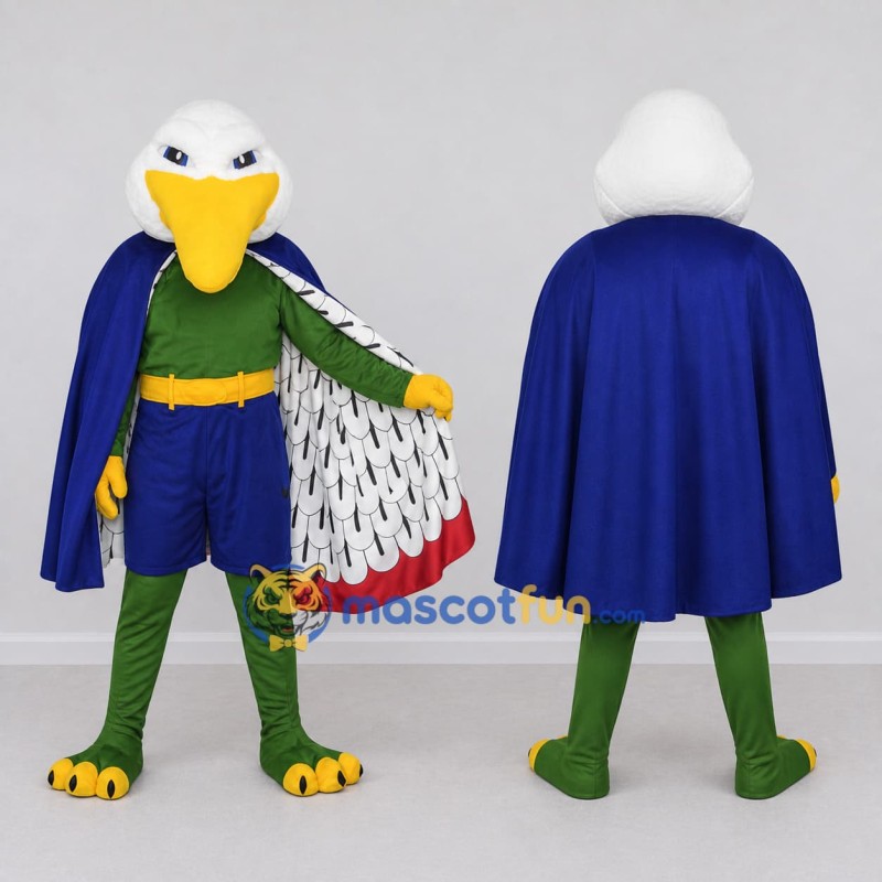 Custom White Green and Blue Superhero Eagle Character Mascot Costume Adult Full Body Suit for Theme Parties Custom White Green and Blue Superhero Eagle Character Mascot Costume Adult Full Body Suit for Theme Parties