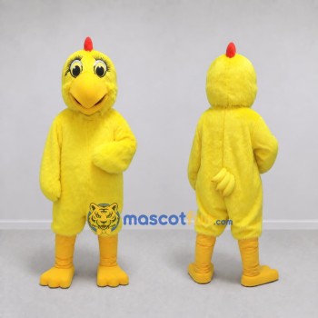 Custom Yellow and Red Chicken Character Mascot Costume Adult Full Body Suit for Farm Events