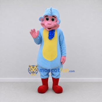 Custom Blue and Pink Monkey Character with a Bow Tie Mascot Costume Adult Full Body Suit for Theme Parties Custom Blue and Pink Monkey Character with a Bow Tie Mascot Costume Adult Full Body Suit for Theme Parties