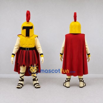Custom Gold and Red Spartan Warrior Character Mascot Costume Adult Full Body Suit for Theme Parties