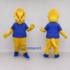 Custom Yellow and Blue Frilled Dinosaur Character in a T-Shirt Mascot Costume Adult Full Body Suit for Dinosaur Events