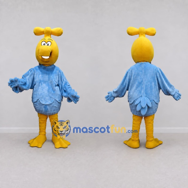 Custom Blue and Yellow Antenna Bird Character Mascot Costume Adult Full Body Suit for Theme Parties Custom Blue and Yellow Antenna Bird Character Mascot Costume Adult Full Body Suit for Theme Parties