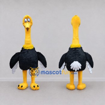 Custom Black and Yellow Ostrich Character Mascot Costume Adult Full Body Suit for Wildlife Events