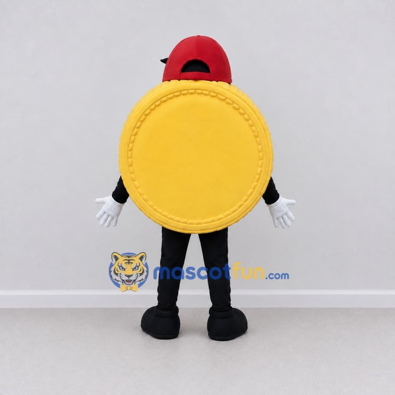 Custom Gold and Black Coin Character with Sunglasses Mascot Costume Adult Full Body Suit for Community Events