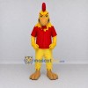 Custom Yellow and Red Rooster Character in a T-Shirt Mascot Costume Adult Full Body Suit for Farm Events Custom Yellow and Red Rooster Character in a T-Shirt Mascot Costume Adult Full Body Suit for Farm Events