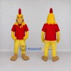 Custom Yellow and Red Rooster Character in a T-Shirt Mascot Costume Adult Full Body Suit for Farm Events