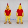 Custom Yellow and Red Rooster Character in a T-Shirt Mascot Costume Adult Full Body Suit for Farm Events