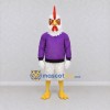Custom White and Purple Rooster Character in a Sweater Mascot Costume Adult Full Body Suit for Farm Events Custom White and Purple Rooster Character in a Sweater Mascot Costume Adult Full Body Suit for Farm Events