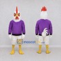 Custom White and Purple Rooster Character in a Sweater Mascot Costume Adult Full Body Suit for Farm Events