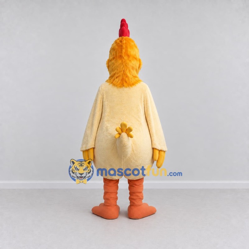 Custom Cream and Orange Chicken Character Mascot Costume Adult Full Body Suit for Farm Events Custom Cream and Orange Chicken Character Mascot Costume Adult Full Body Suit for Farm Events