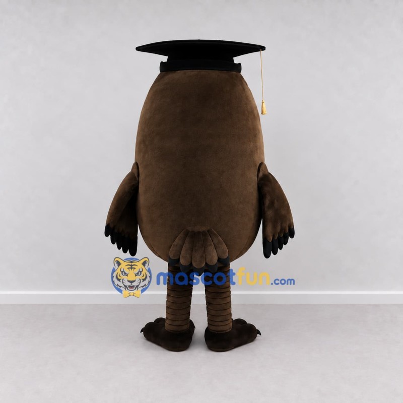 Custom Brown and Yellow Owl Graduate Character Mascot Costume Adult Full Body Suit for School Events Custom Brown and Yellow Owl Graduate Character Mascot Costume Adult Full Body Suit for School Events