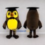 Custom Brown and Yellow Owl Graduate Character Mascot Costume Adult Full Body Suit for School Events