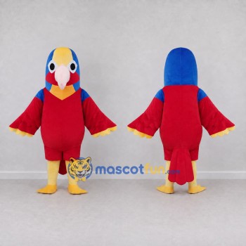 Custom Red and Blue Parrot Character Mascot Costume Adult Full Body Suit for Wildlife Events