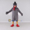 Custom Gray and Red Turkey Character with a Pilgrim Hat Mascot Costume Adult Full Body Suit for Community Events Custom Gray and Red Turkey Character with a Pilgrim Hat Mascot Costume Adult Full Body Suit for Community Events