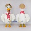 Custom White and Yellow Duck Character with a Sun Hat Mascot Costume Adult Full Body Suit for Summer Events
